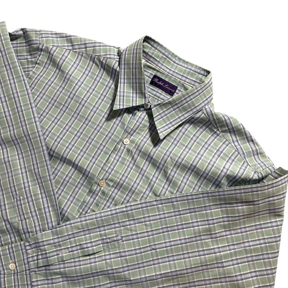 Ralph Lauren Purple Label Other - Ralph Lauren Purple Label Shirt Mens XL Green Plaid Made in Italy Cotton Luxury